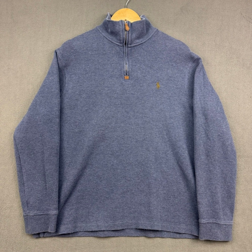 Polo Ralph Lauren 1/4 Zip Pullover Men's Size L Blue Sweatshirt Pony Logo